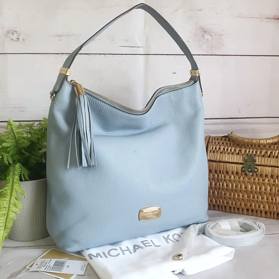 MICHAEL KORS Shoulder Crossbody Grab Bag NWT! Large BEDFORD Top Zip Blue Leather - Image 1 of 4