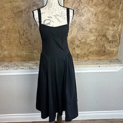 Free People Peasant Dress Small Sleeveless Smocked Bohemian Boho Black Cabincore - Image 1 of 4
