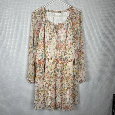 Mini Vestido de Verano Lauren Conrad XXL Floral Transparente Romántico En Niveles Hada Delicado Foto 1 de 4