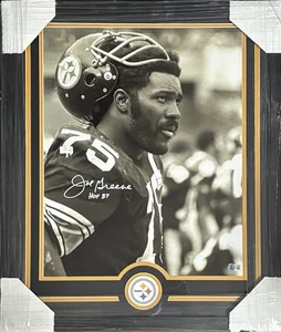 Pittsburgh Steelers Joe Greene Signed Framed 16x20 Helmet Up BW Beckett - Picture 1 of 1
