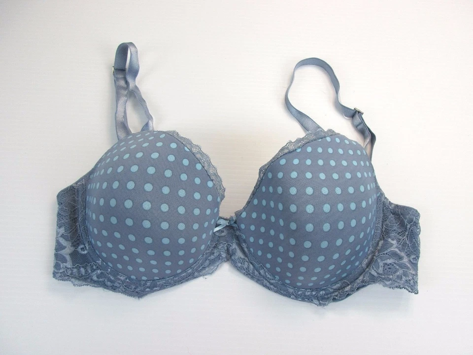 Sutiã feminino *ISAAC MIZRAHI* TAMANHO 36D DEMI AZUL BOLINHAS - Imagem 1 de 4