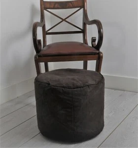 Lujosa bolsa de frijoles de gamuza simulada, tambor, taburete para pies - RELLENO # marrón - PRECARGADO - Imagen 1 de 3