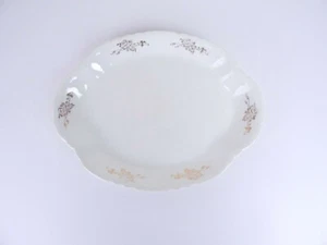 Vintage 13" White Oval Serving Platter Scalloped Edges Gold Trim With Roses - Picture 1 of 9