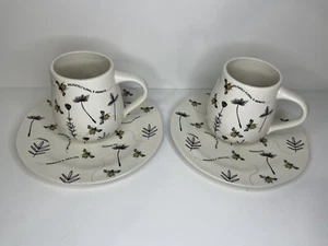 Anthropologie Busy Bee & Wildflowers Coffee/Tea Mug W/ Dessert Plates Used Read - Picture 1 of 17