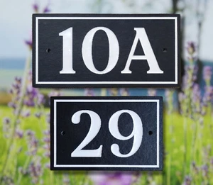 WHITE Slate House Number Sign DEEP ENGRAVED Stone Address Door Plaque Enamel    - Picture 1 of 3