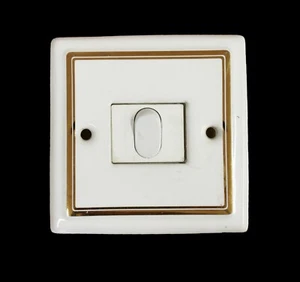 White Porcelain Single Light Switch Double Goldline Design - Picture 1 of 1