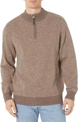 Pendleton Men's XL Coyote/Tan Washable Shetland Wool Half Zip Sweater Jumper - Image 1 of 4