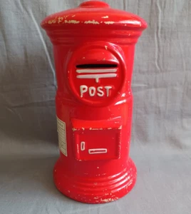 VTG Large Old Japan Post Office Box Piggy Bank 11 Inch Japanese Ceramic - Picture 1 of 11