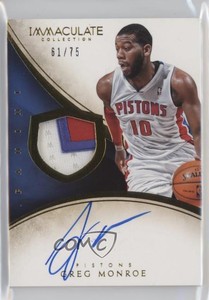 2013-14 Panini Immaculate Patch Auto /75 Greg Monroe #181 Patch Auto