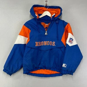 VTG 90s Denver Broncos STARTER Jacket Youth Small NFL Pro Line Rare Hooded - Picture 1 of 12