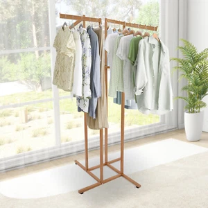 Estante de exhibición de ropa ajustable de 4 vías dorado para tiendas de ropa - Imagen 1 de 14