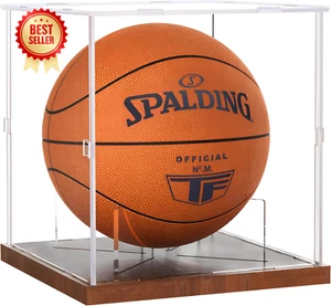 Basketball Display Case Acrylic Clear, UV Protected Basketball Stand Box Full Si - Picture 1 of 12