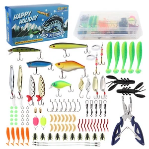 Nuevo kit de señuelos de pesca suaves duros de regalo Minnow Popper lápiz manivela cuchara señuelos suaves - Imagen 1 de 12
