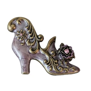 Lila Emaille Rosa Strass Repousse Viktorianischer Stil Schuh Brosche Pin L327 - Bild 1 von 9