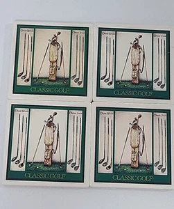 Absorbent Stone Art Coasters USA 4 Cork Back Classic Golf Woods & Irons NOTE - Picture 1 of 7