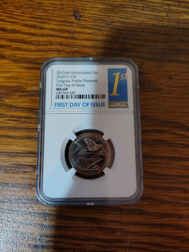 2020 D 25C Tall Grass Prairie Preserve First Day Of Issue MS 69 TOP POP - Image 1 of 2