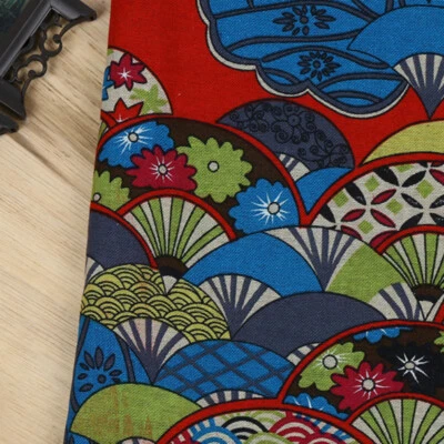 Japanese Oriental Fabric Linen Cotton Ethnic Traditional Floral Sewing Craft DIY - Image 1 of 4
