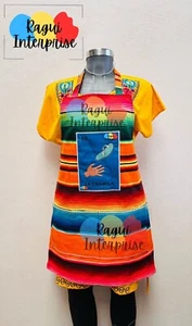 EMBROIDERED , LA CHANCLA , LOTERIA , MANDIL MEXICANO , SARAPE , APRON, DELANTAL - Picture 1 of 5