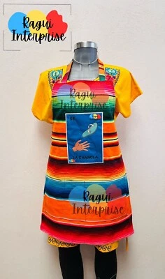 EMBROIDERED , LA CHANCLA , LOTERIA , MANDIL MEXICANO , SARAPE , APRON, DELANTAL - Image 1 of 4