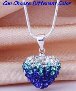 15pcs/lot mixed chain c3gf5 Crystal Gradient Heart Shamballa Necklace Pendant - Picture 1 of 10