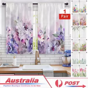 2X Rod Pocket Floral Blackout Valance Kitchen Waterproof Window Curtains Drapes - Picture 1 of 54