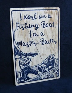 FISHING BOAT BAITER - Full Color Metal Sign - Man Cave Garage Bar Pub Wall Décor - Picture 1 of 9