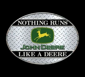 John Deere Vintage Diamond Plate - Nothing Runs Like A John Deere Decal Sticker - Picture 1 of 7