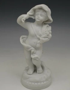 EDME SAMSON PARIS PORCELAIN BISQUE WHITE HARVEST BOY FIGURINE MOREAU ANTIQUE  - Picture 1 of 11