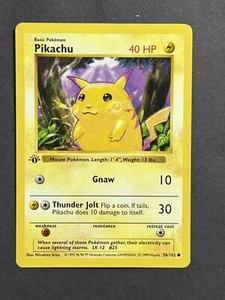Pokemon Base Set Pikachu 58/102 - Common 1st Edition Shadowless LP-NM - Picture 1 of 10