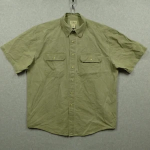 L.L. Bean Shirt Mens Large Khaki Sunwashed Canvas Short Sleeve Outdoor FCW9 - Picture 1 of 7
