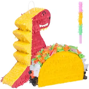 2 Pack Mexican Pinata Dinosaur Pinata & Taco Pinata For Kids Cinco De Mayo Decor - Picture 1 of 16