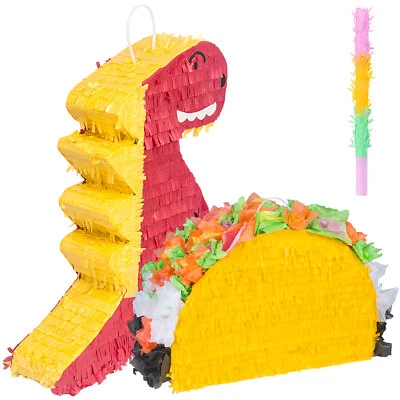 2 Pack Mexican Pinata Dinosaur Pinata & Taco Pinata For Kids Cinco De Mayo Decor - Image 1 of 4