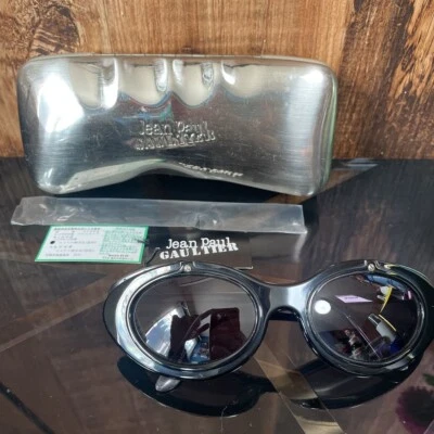 Gafas de sol Jean Paul Gaultier 56-7201 unisex vintage RARAS marco negro lentes marrones Foto 1 de 4