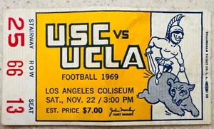 USC VS UCLA 1969 Football Ticket Stub handsigniert von Anthony Davis Mike Rae mehr - Bild 1 von 2