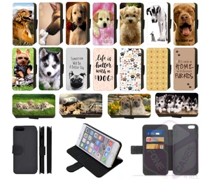 DOG CUTE PUPPY Animal Flip/Wallet Phone Case For Apple iPhone 5 6 7 8 XS XR Max - Picture 1 of 27