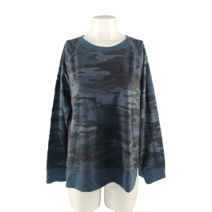 NWT $49 Style&Co Camouflage Sweatshirt M(8-10) Blue Rayon Blend Pullover Crew - Picture 1 of 13