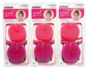 Scunci Girl Bunmaker Hair Bun Maker 8 Piece Kit with Instructions 23173-A 3 Pack - Picture 1 of 4