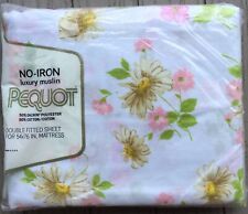 Vintage Pequot Double Bed Fitted Sheet  Floral USA Mountain Mist Muslin Daisy