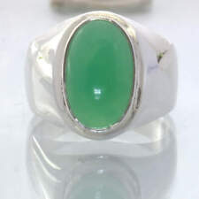 Australia Chrysoprase Blue Green Oval 925 Silver Gents Ring size 12 Design 52