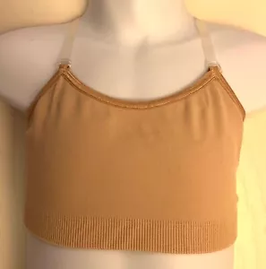GK HIGH PERFORMANCE CHILD S-L GYMNASTICS DANCE SEAMLESS SPORTS BRA BEIGE CS-CL - Picture 1 of 7