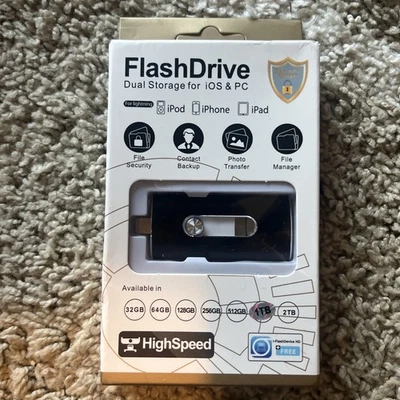 1TB Usb Flash Drive 3.0 Dual Storage for iOS Black New - Image 1 of 4