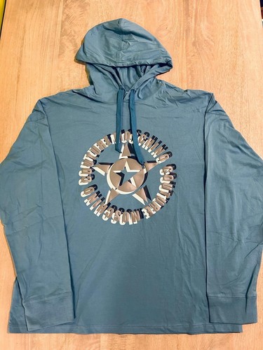 Felpa con cappuccio Moschino blu chiaro con logo taglia 40 US Medium