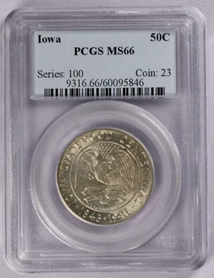 1946 Iowa Commemorative Half Dollar 50C PCGS MS66 - Image 1 of 3