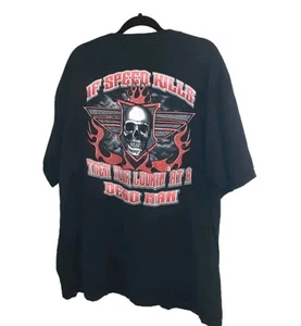 Vintage "If Speed Kills" T Shirt Men’s 3XL Flame Skull Biker Black Double Sided - Picture 1 of 6