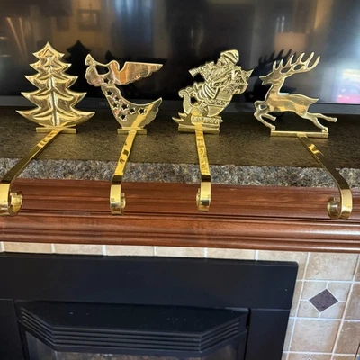 Conjunto de 4 meias de Natal de latão pesado - Imagem 1 de 4