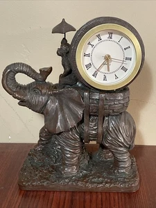 Quartz Colonial Click Elephant & Monkey Table Clock - Picture 1 of 11