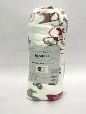 Great Bay Home Velvet Plush Fleece Holiday Bed Blanket King 102"x90" NEW - Image 1 of 3