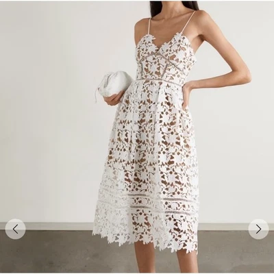 Vestido midi autorretrato nuevo con etiquetas Azaelea sin mangas de encaje talla 8 UK 4 US Foto 1 de 4