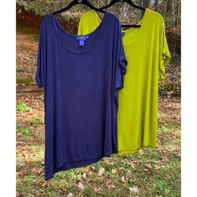Lote de 2 camisas TWIGGY verde azul manga curta plus size tamanho 2XL C100143 - Imagem 1 de 4