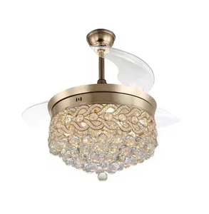 Bella Depot (BD4203) 42” Crystal Retractable Ceiling Fan W/ Remote & LED - Gold - Picture 1 of 8